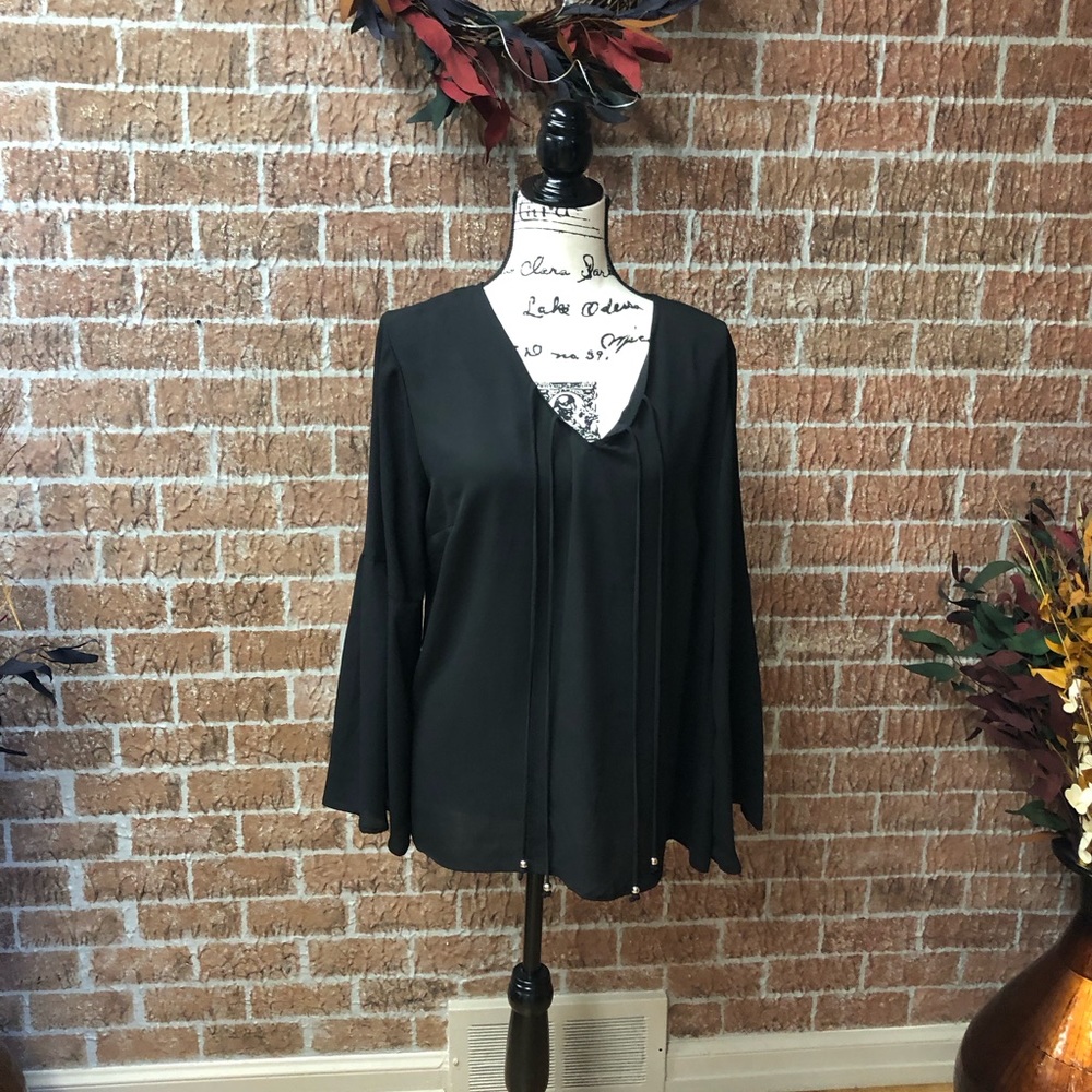 NY Collection Women’s Preowned Black Top Size L Item #PHK119